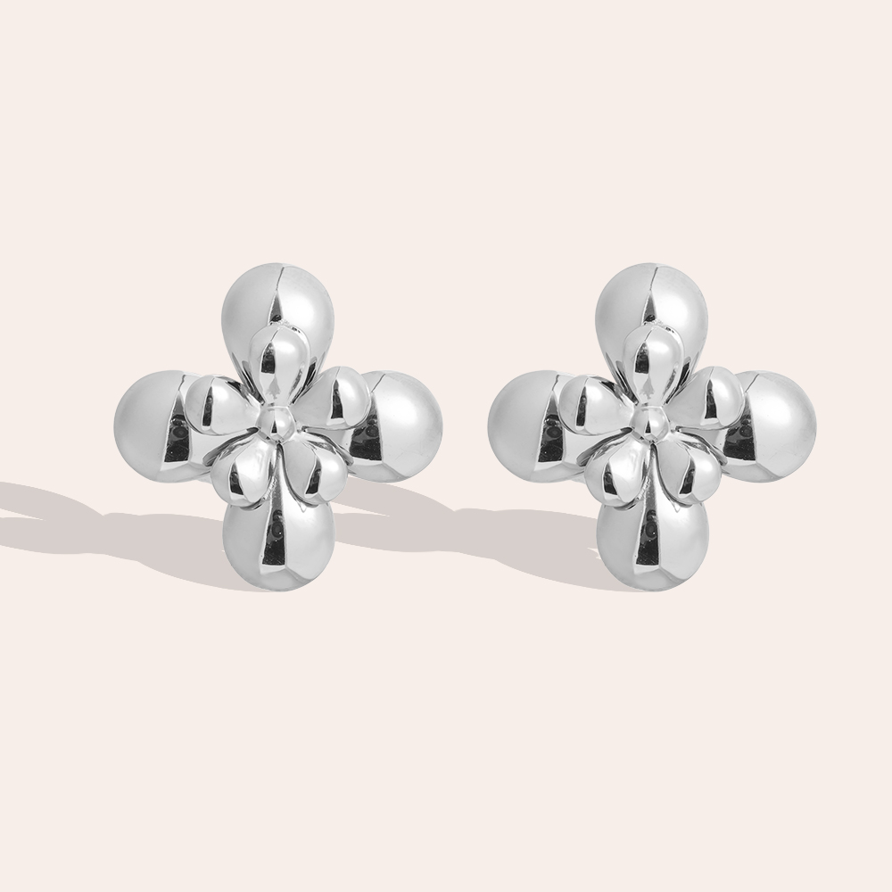 2.3cm Beautiful flower stainless steel earrings     