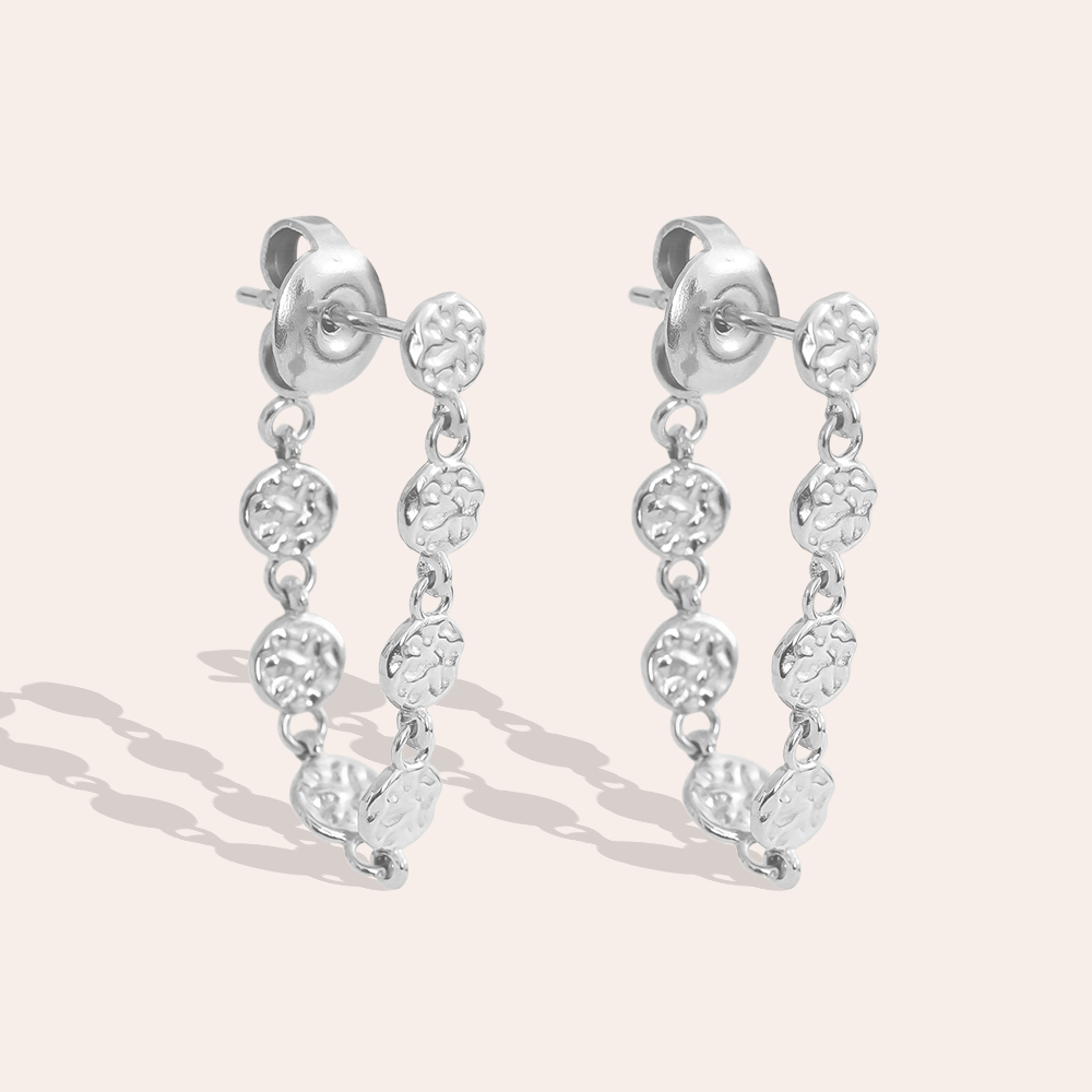 50mm irregular small disc stainless steel earrings  