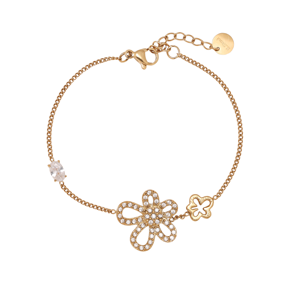 17cm Cool Diamond Flower stainless steel bracelet  