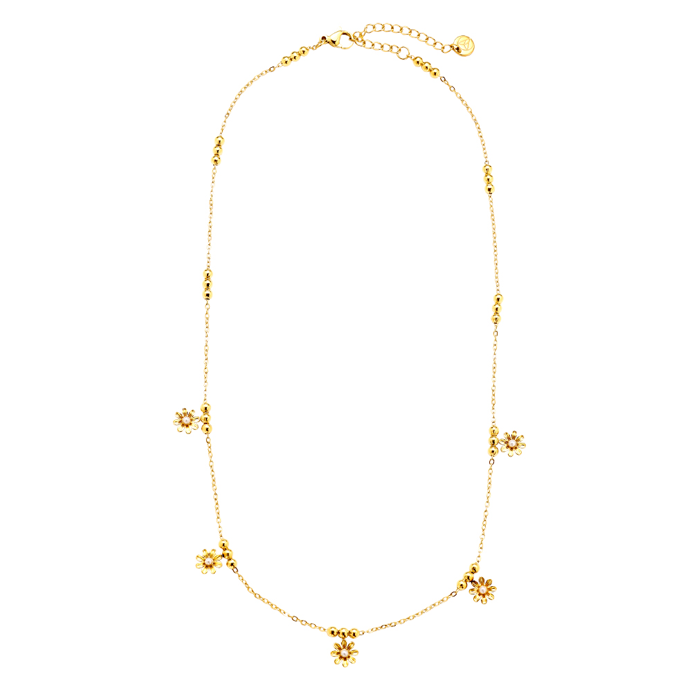 40cm Flower Pearl stainless steel necklace