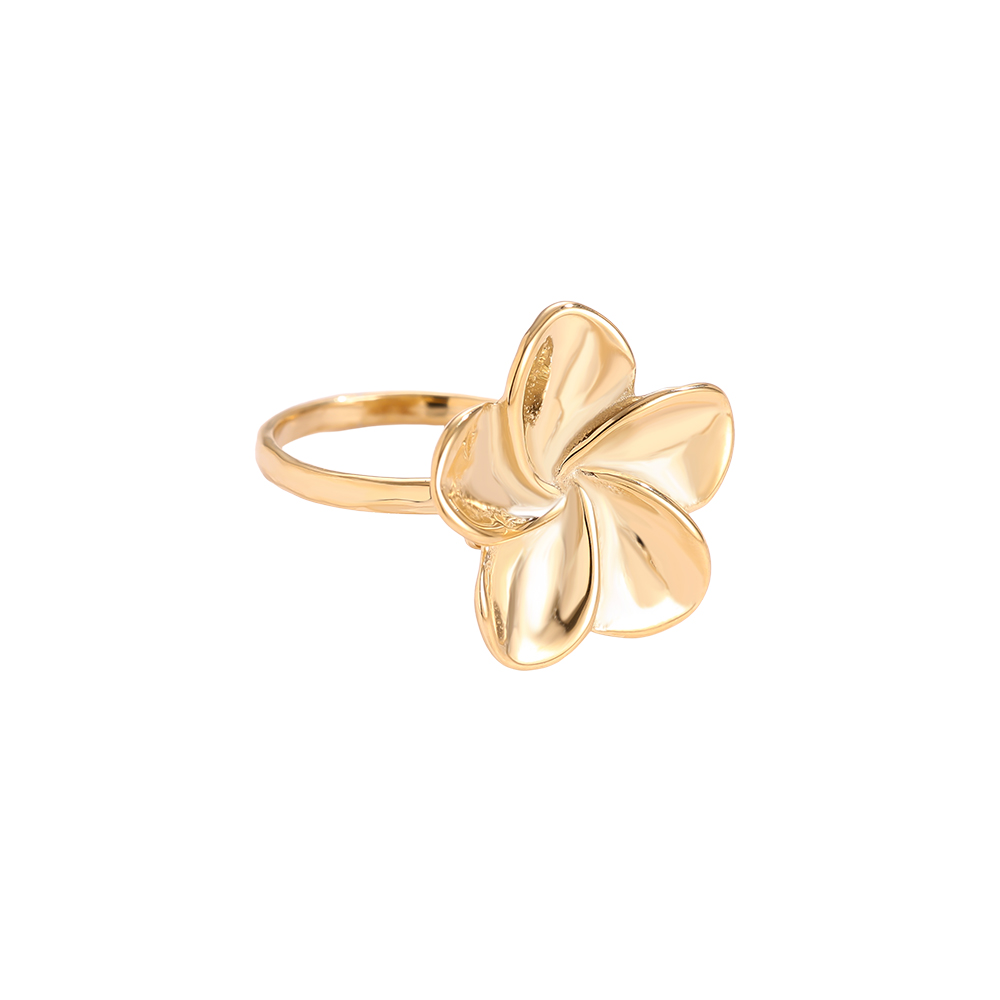 Adjustable simple flower stainless steel ring    