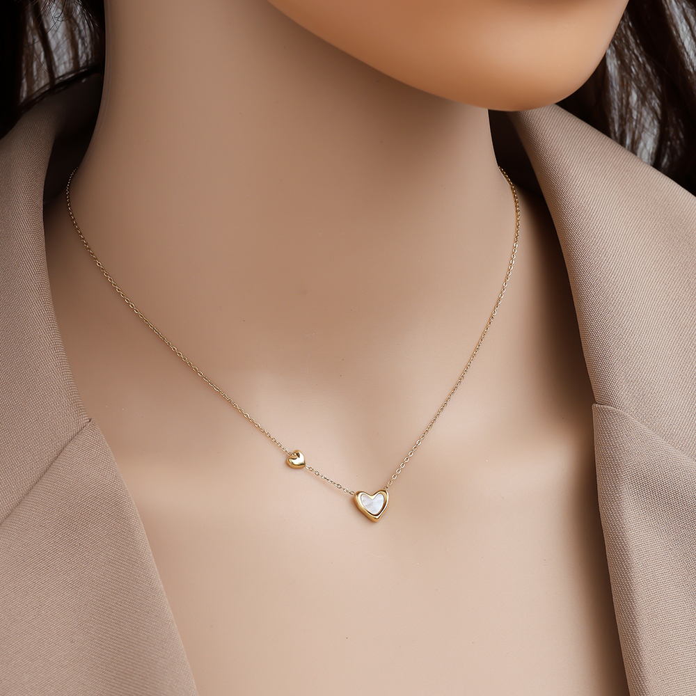 40cm Shell Heart stainless steel necklace      