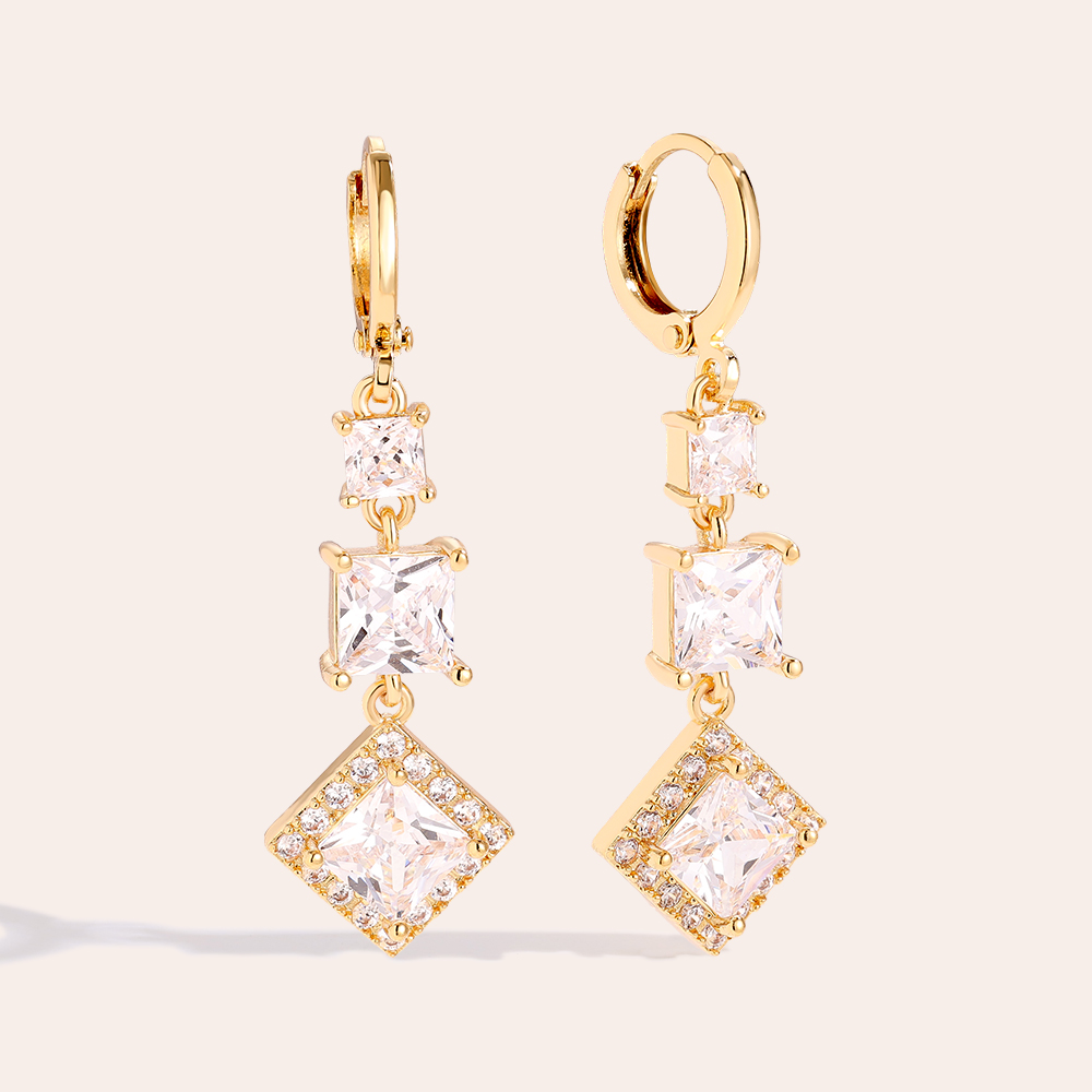 4.5cm Shining Diamond Gold-plated Earrings    