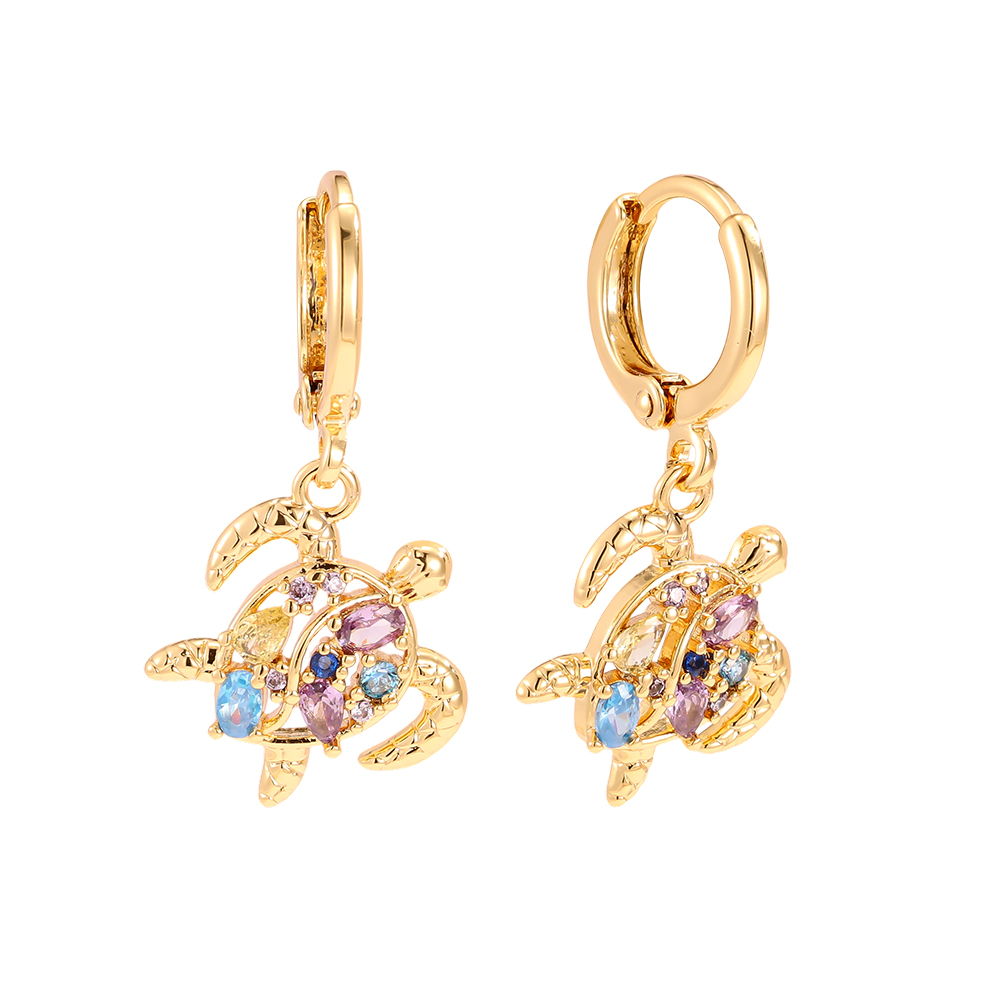 29mm zirconia tortoise gold-plated earrings     