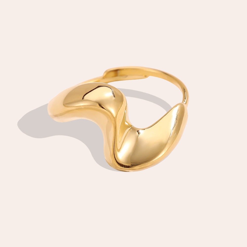 Adjustable relief wave stainless steel ring    