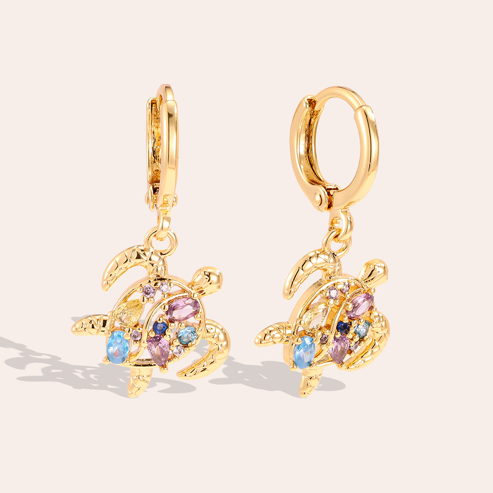 29mm zirconia tortoise gold-plated earrings     