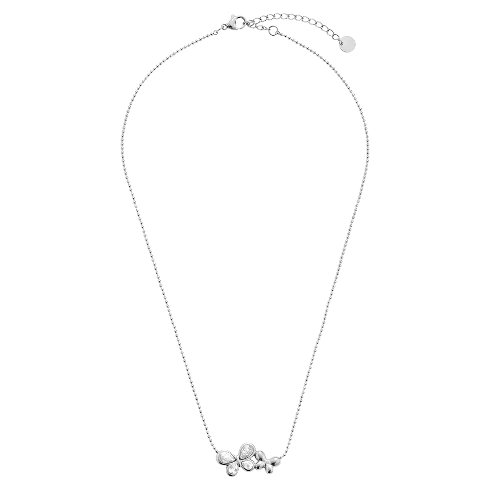 40cm double rhinestone butterfly stainless steel necklace