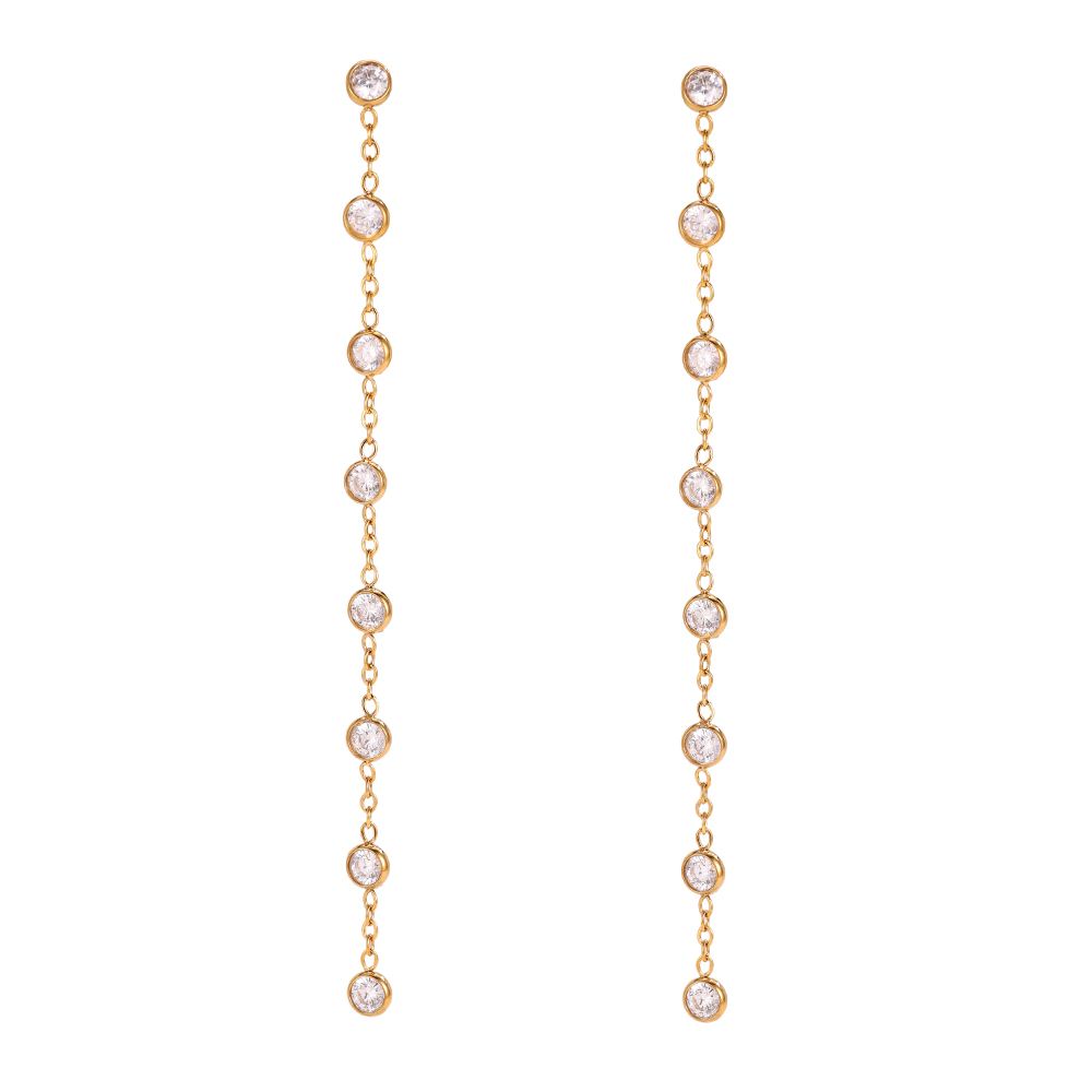 Stainless steel earrings, 80 × 4 mm, long pendant