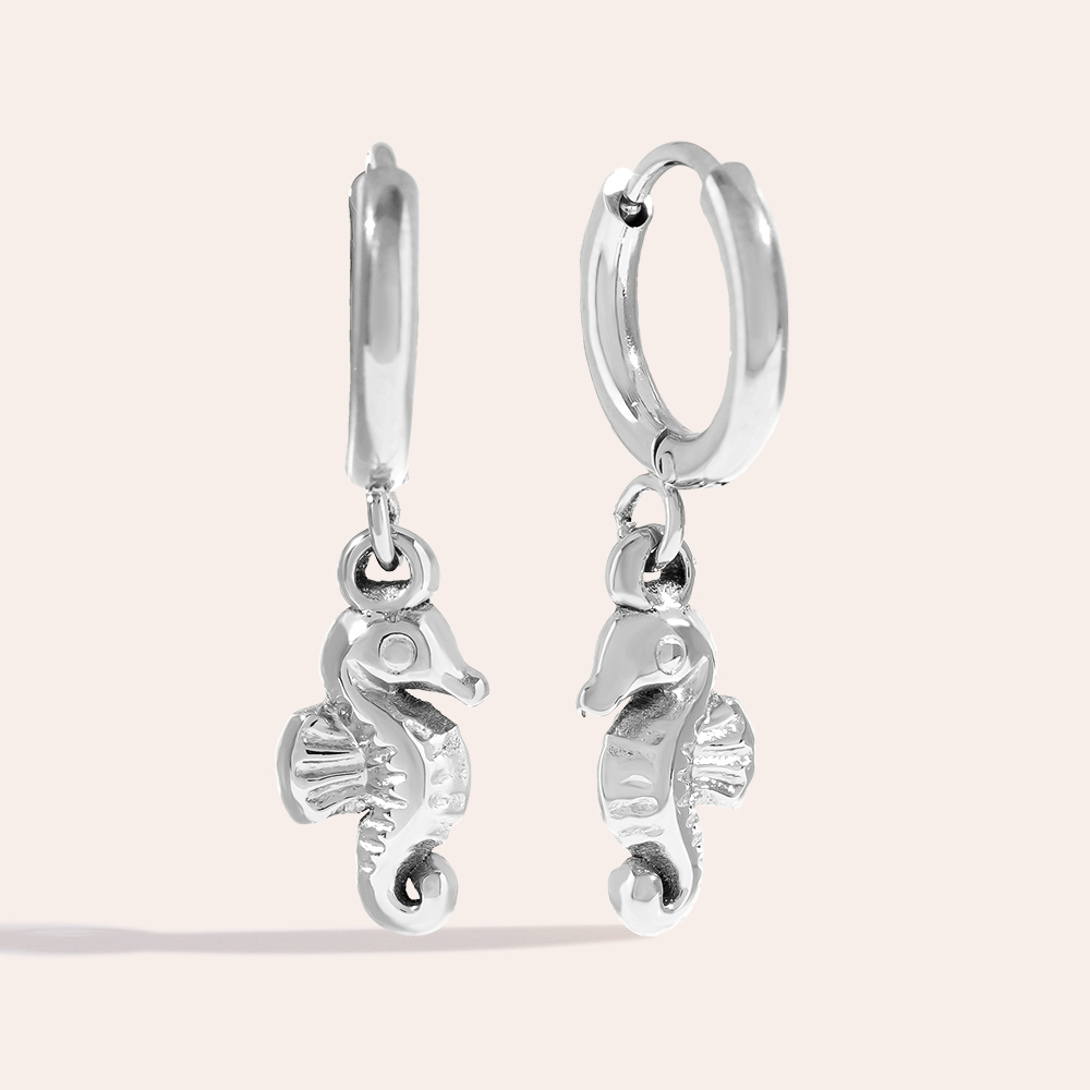 25mm Sea Horse stainless steel earrings     