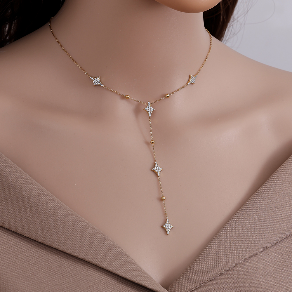 Stainless steel necklace 38cm Nice Diamond Shape