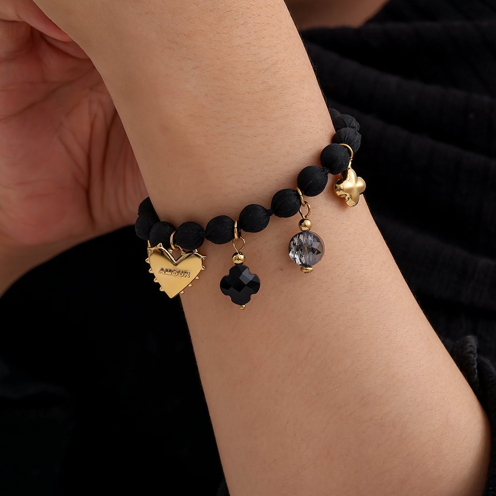 17cm Many Charms In Black Chain stainless steel bracelet   