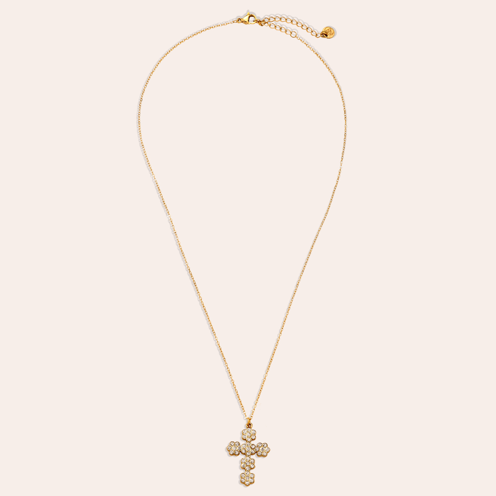 39cm Diamond Nice Cross stainless steel necklace      