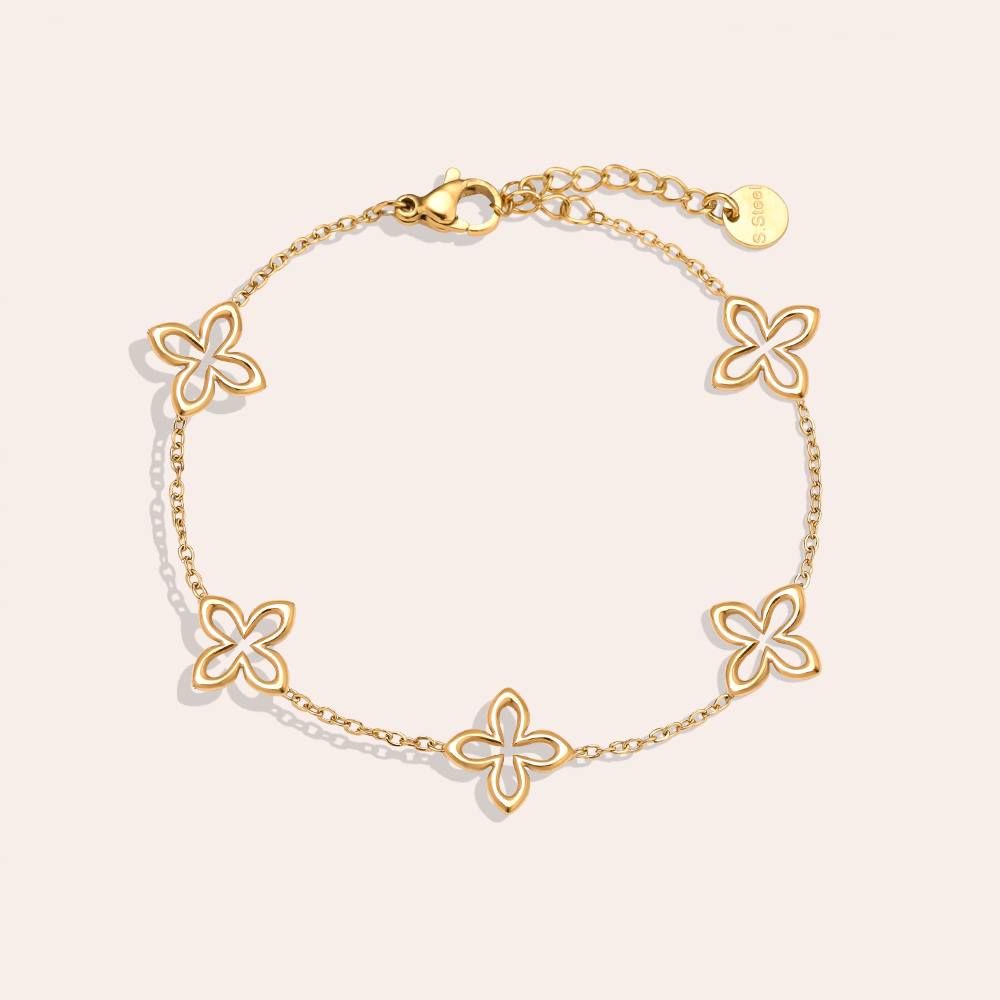 17cm Classic Lucky Flower stainless steel bracelet   
