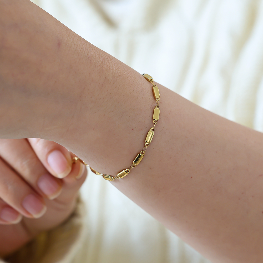 17cm rectangular chain stainless steel bracelet      