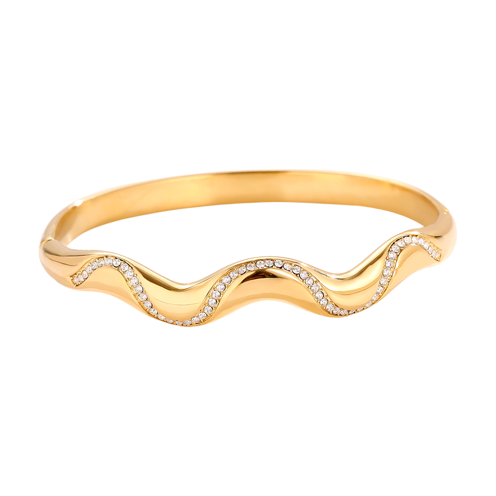 6cm Nice Diamond Wave stainless steel bangle  