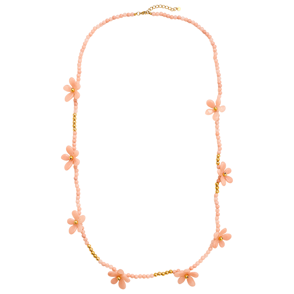 105cm Pretty Resin Flower Stainless Steel Necklaces  