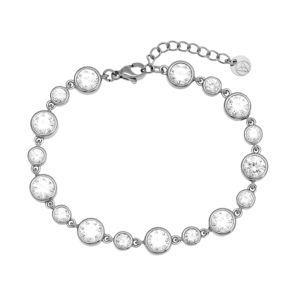 16cm Fancy Round Diamond Chain stainless steel bracelet   