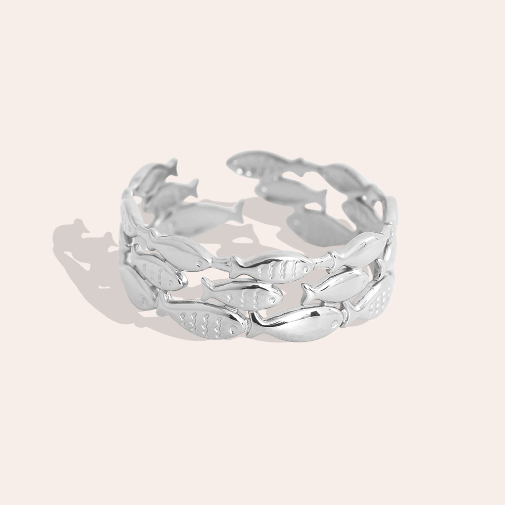 Adjustable many small fish stainless steel ring    