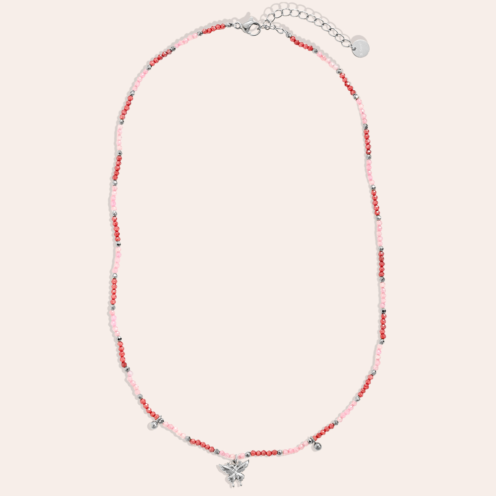 40cm crystal necklace with butterfly stainless steel necklace 