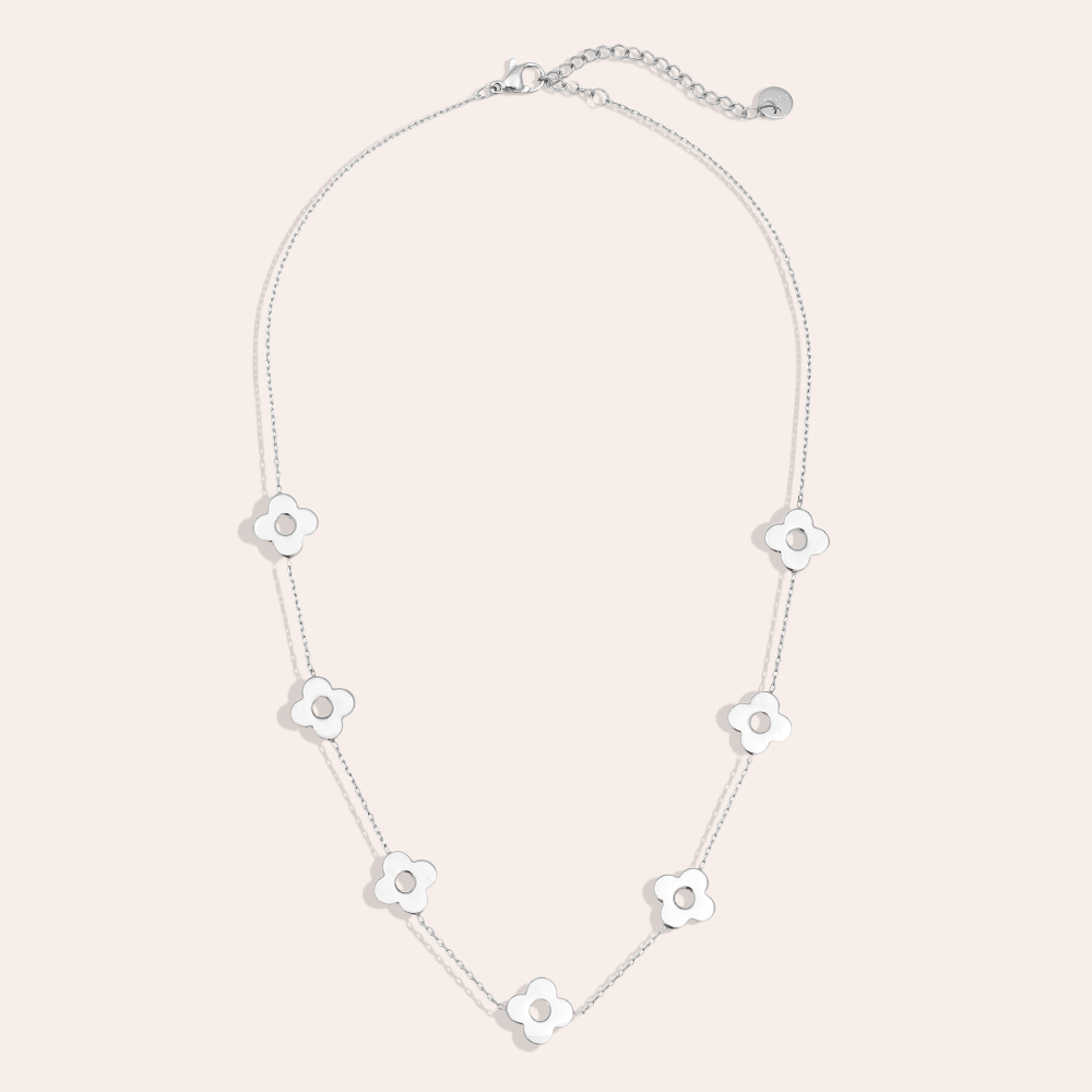 40cm five flower stainless steel necklace  