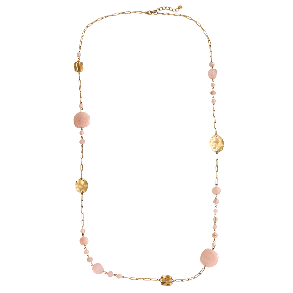 101cm crystal plate and gold plate stainless steel necklace      