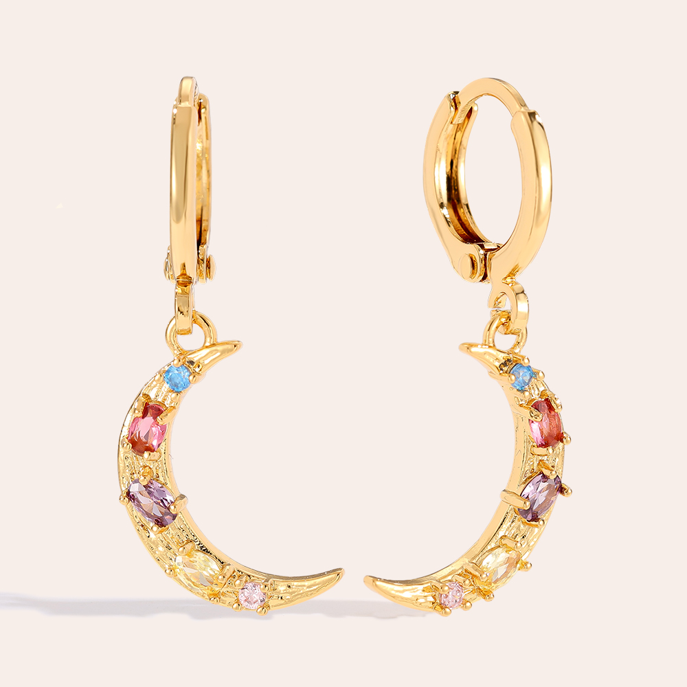 3cm Diamond Moon gold-plated earrings     