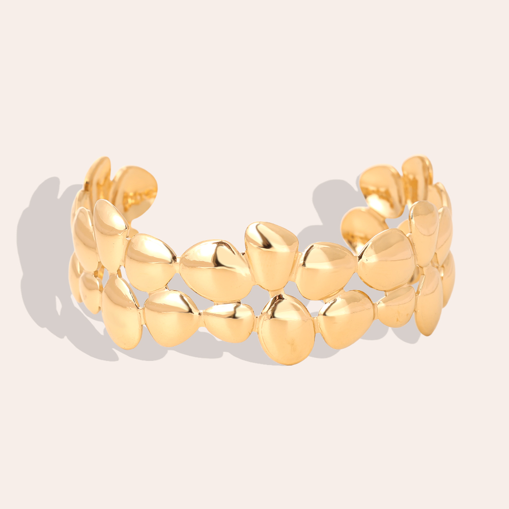 Adjustable many irregular circles stainless steel bangle      