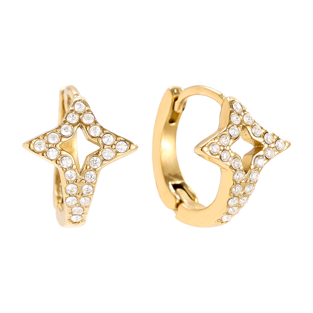 Stainless steel earrings 14mm Diamond Star Hoop