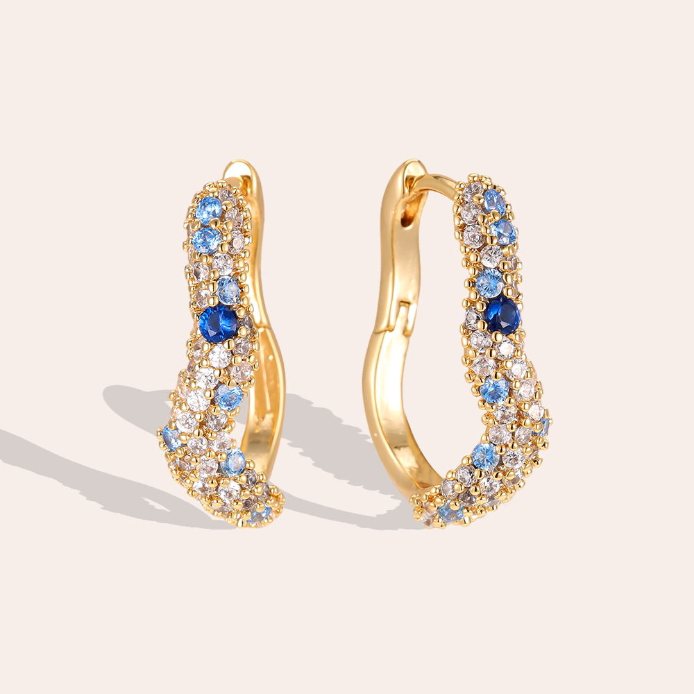20mm Zirconia Soft Wave Gold-Plated Earrings    