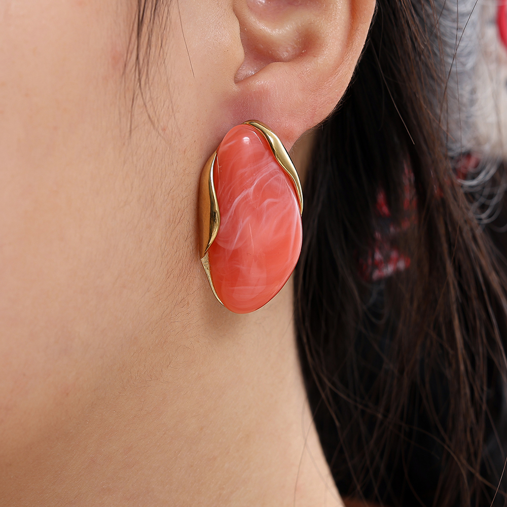 35mm Nice Resin Stainless Steel Earrings   