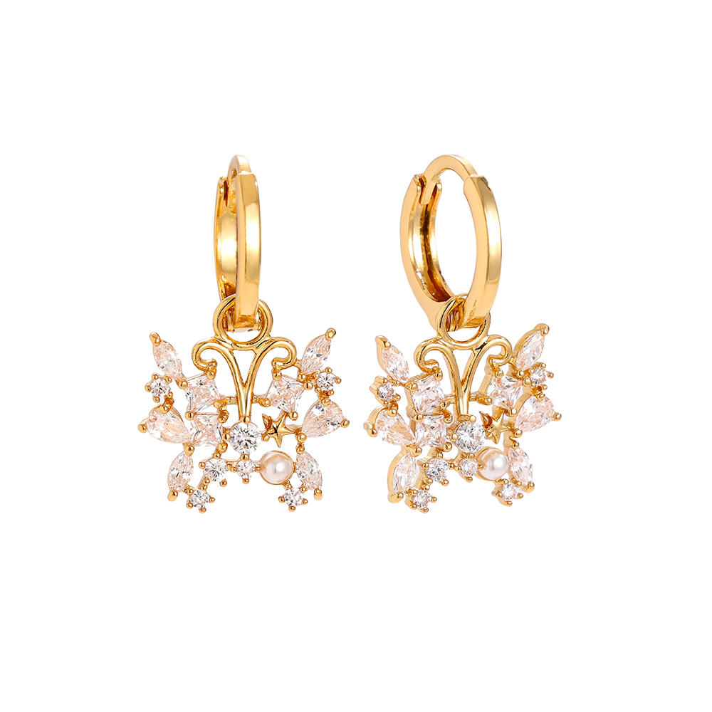24mm Sparkling Butterfly Gold-plated Earrings      