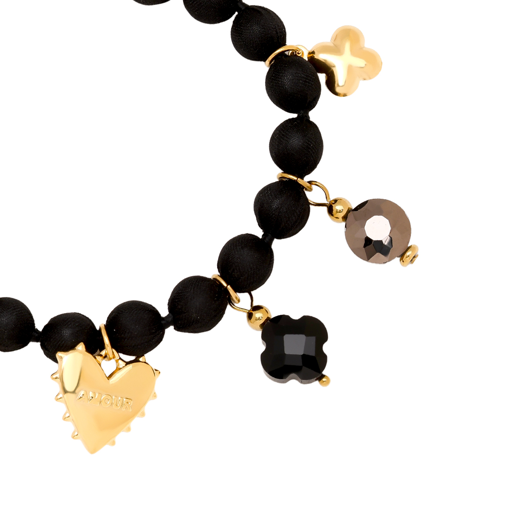 17cm Many Charms In Black Chain stainless steel bracelet   