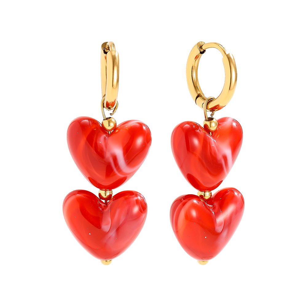 3.5cm Acrylic Hearts stainless steel earrings        