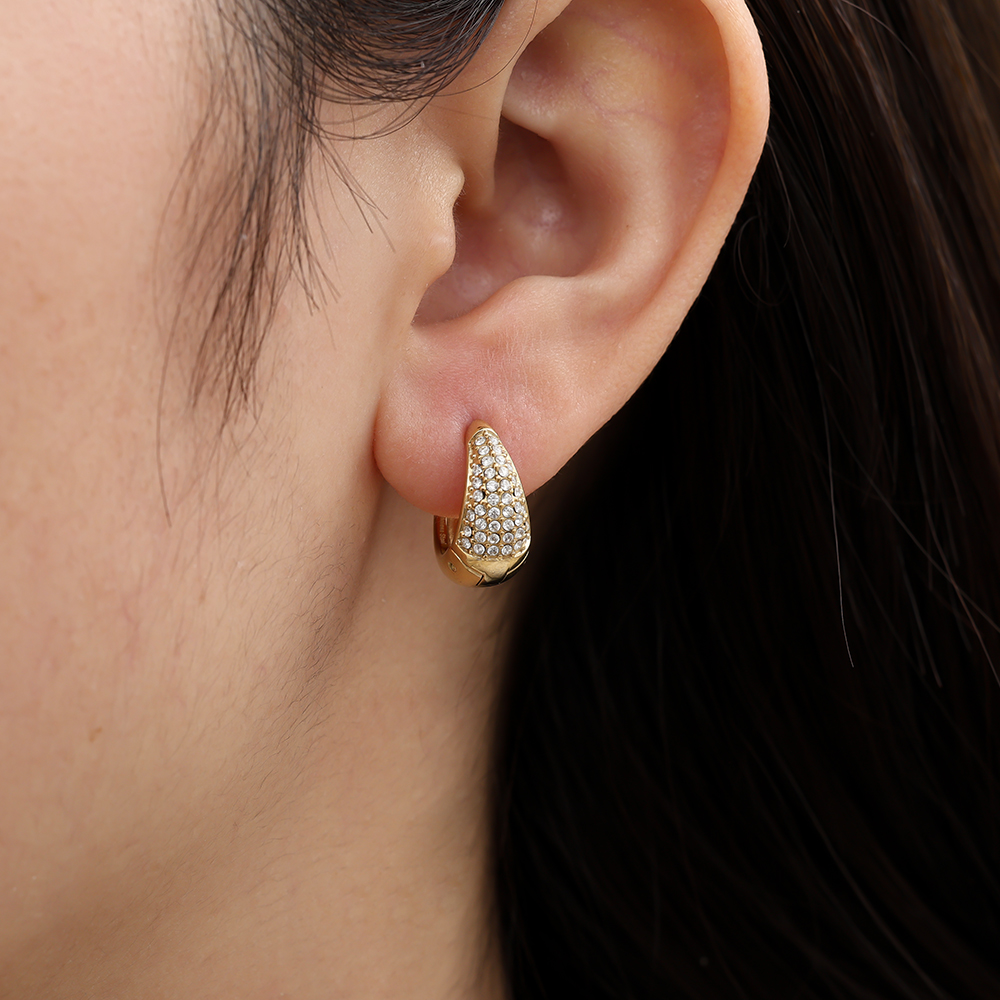 Stainless steel earrings 10mm Diamond Drop Hoop