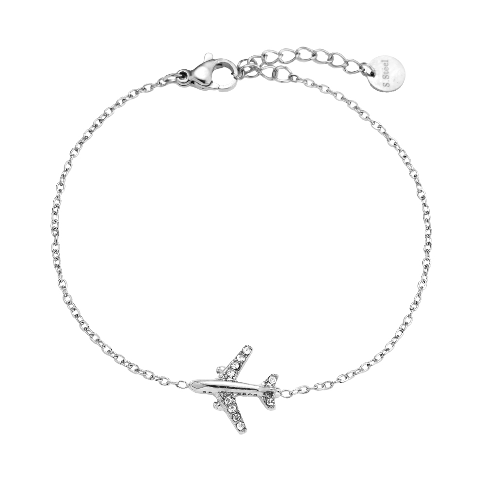 17cm Diamond Airplane stainless steel bracelet    