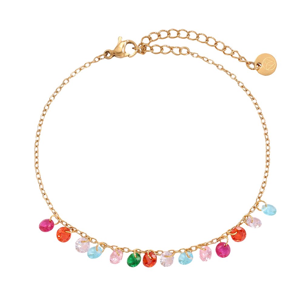 Stainless steel bracelet 17cm many round zirconia  
