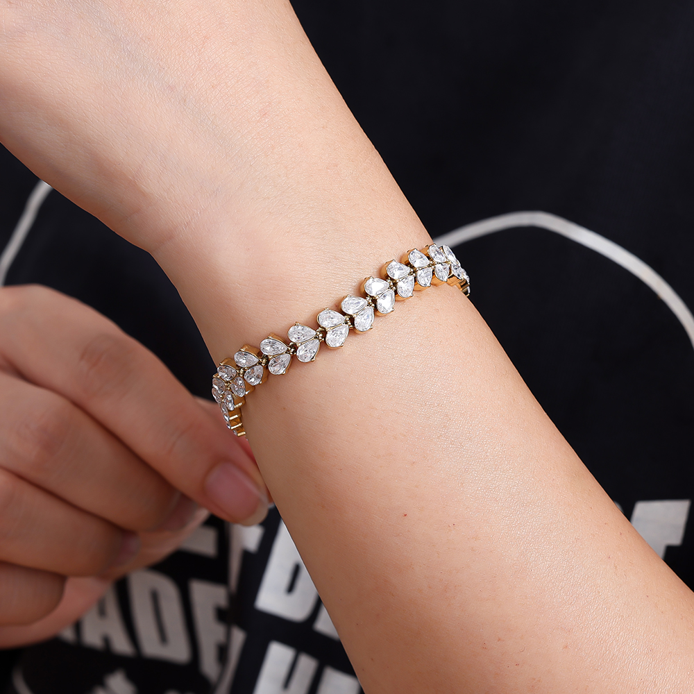 17cm Diamond Heart Pieces stainless steel bracelet     