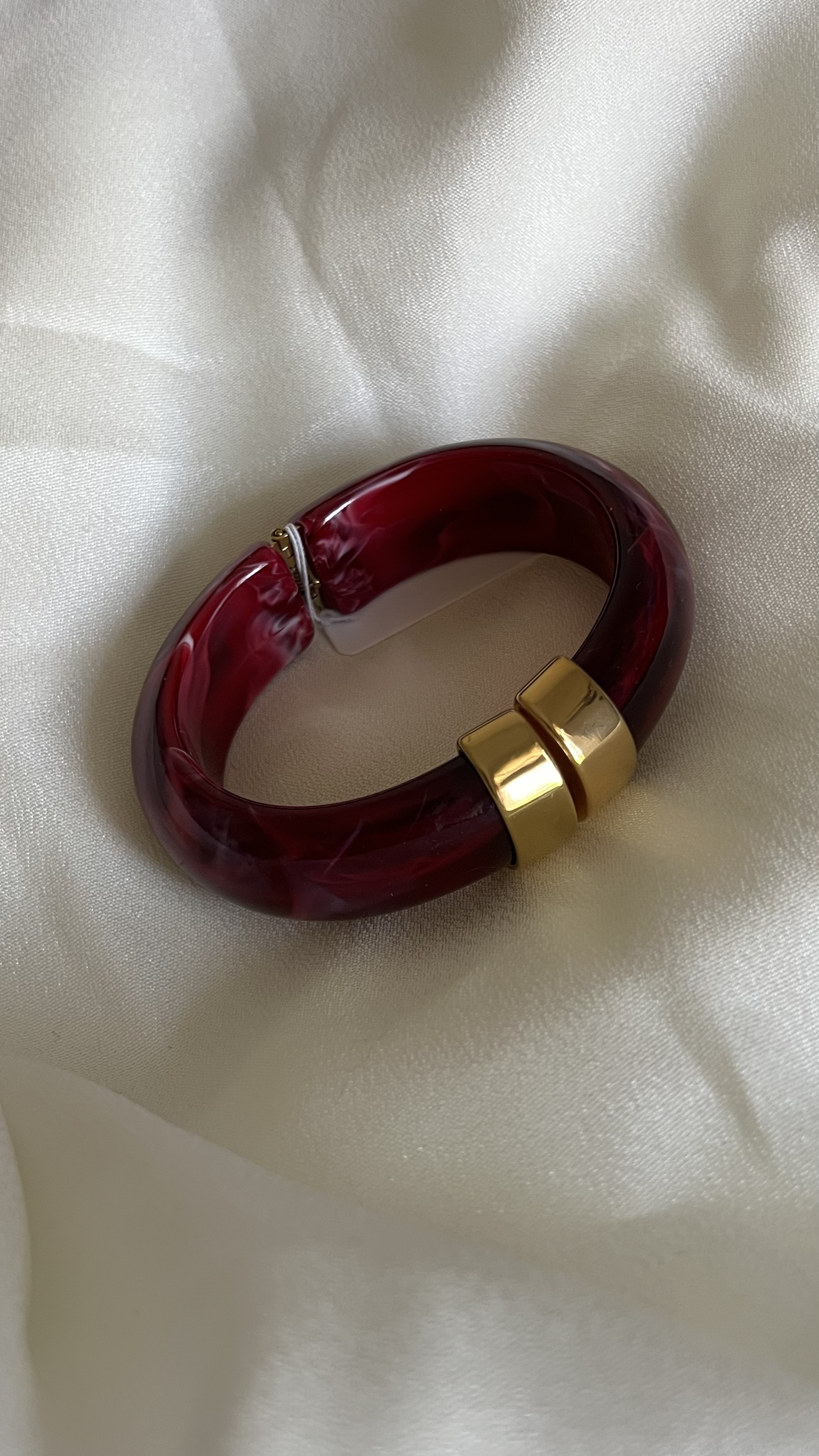 Round chunky resin stainless steel bangle  