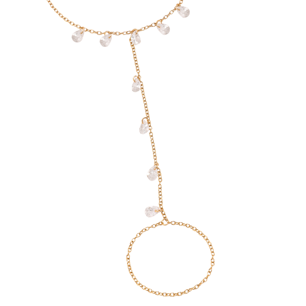 17cm Many zirconia hand chain stainless steel bracelet     