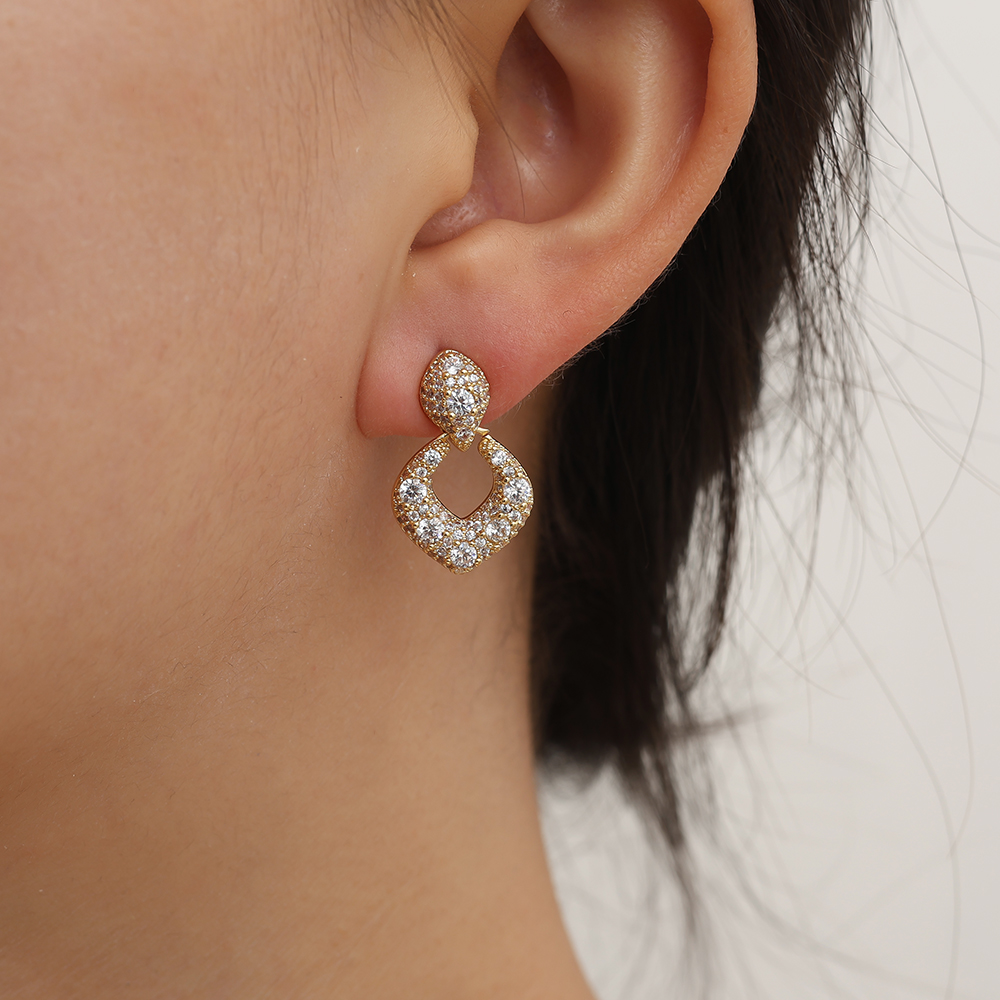 22mm Fancy Diamond Gold Plated Earrings  