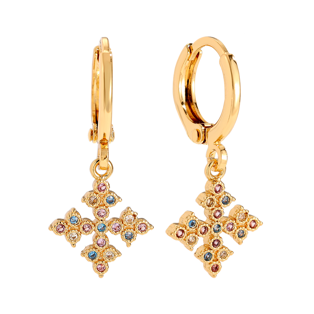 2.6cm Diamond Cross Gold-Plated Earrings      