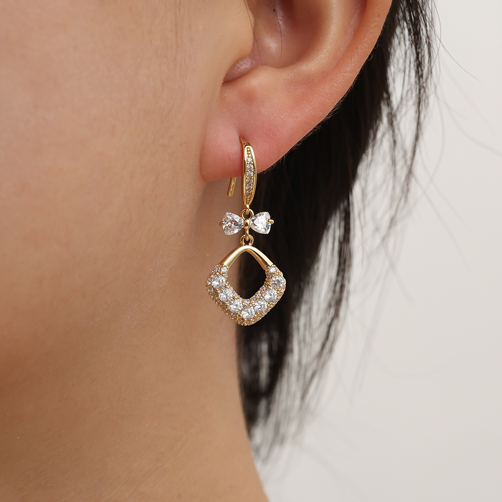 34mm Pro Fancy Diamond Gold Plated Earrings   