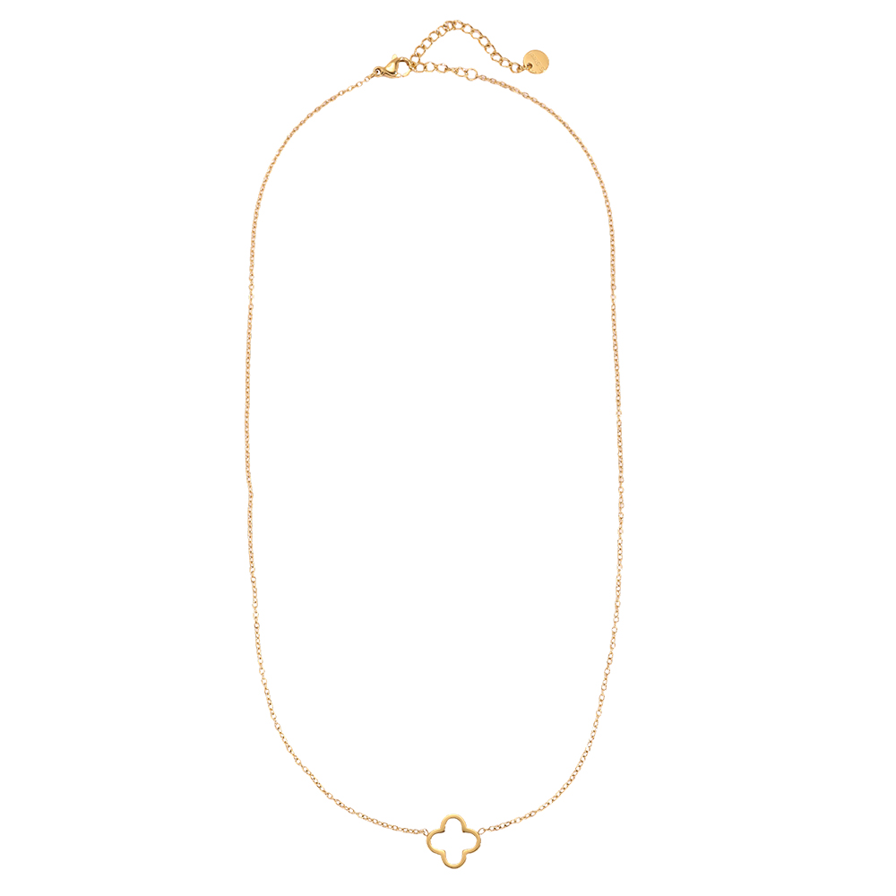 Stainless steel necklace, 43cm, simple shamrock design