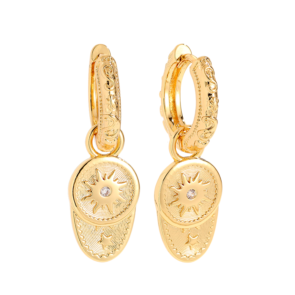 2.9cm Star Print Gold Plated Earrings     