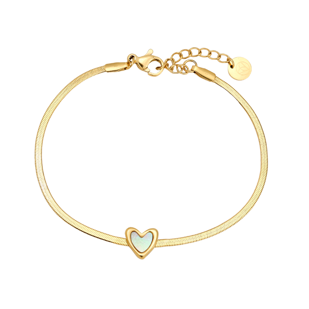17cm Shell Heart stainless steel bracelet   