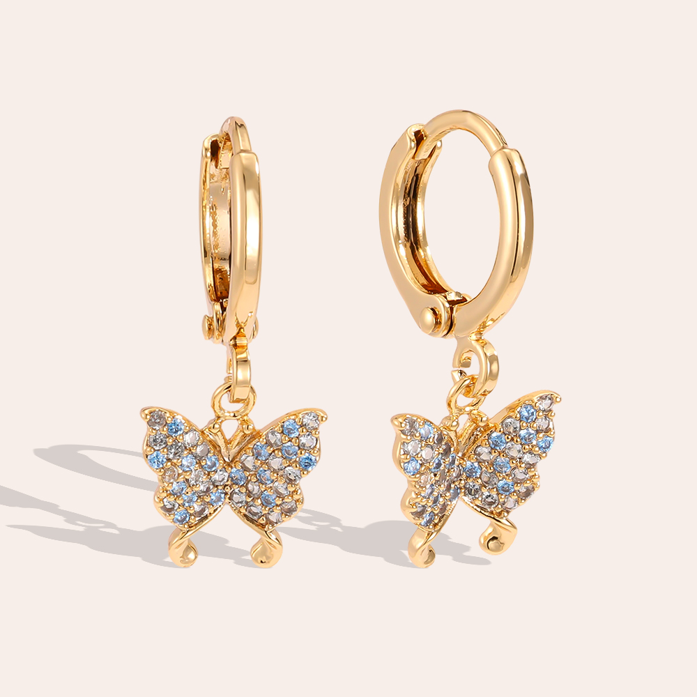 24mm zirconia butterfly gold-plated earrings     