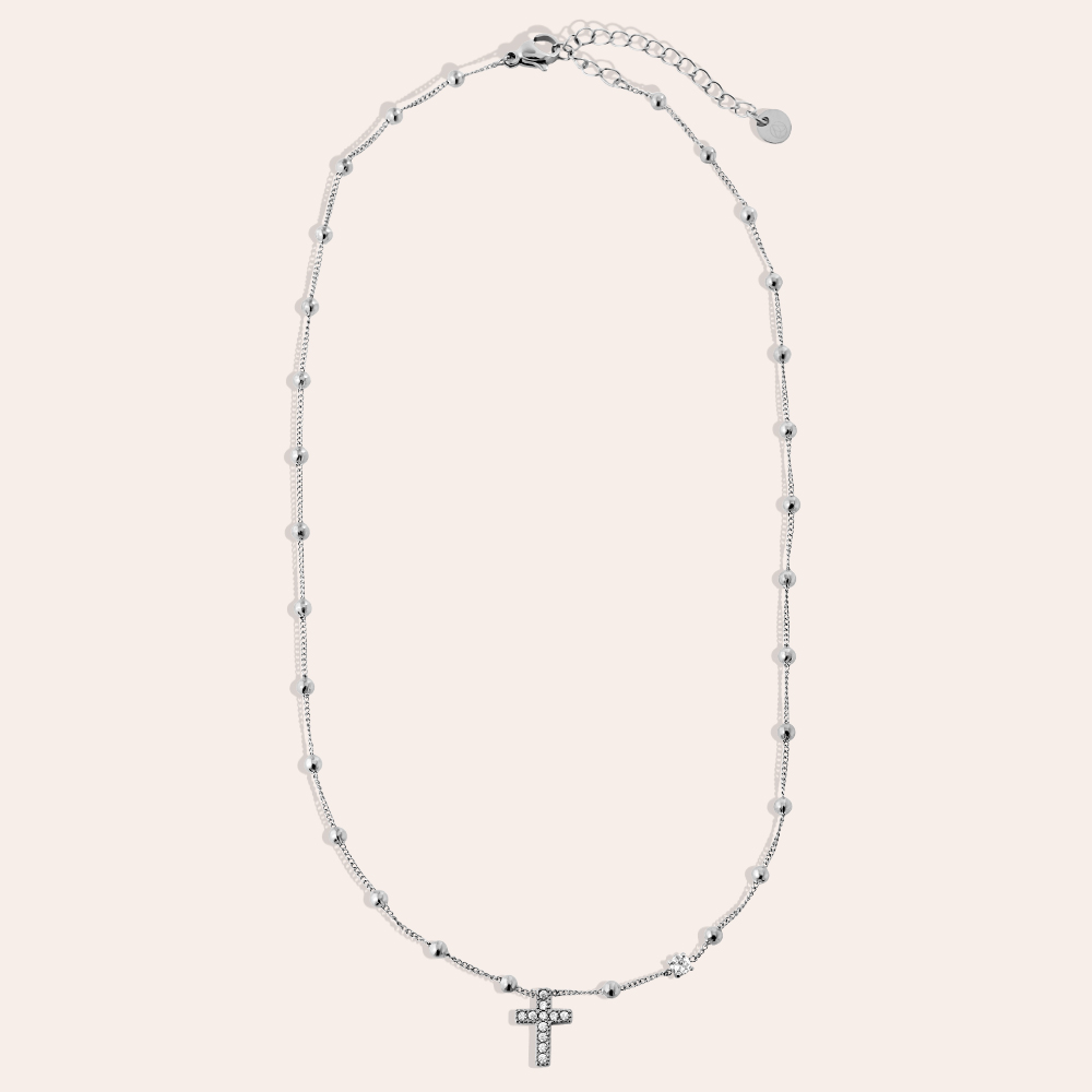 40cm Diamond Cross And Dots stainless steel necklace 40cm Diamond Cross And Dots stainless steel necklace