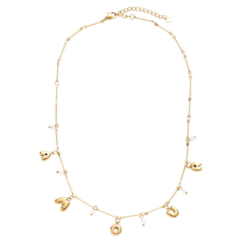 Stainless steel necklace 40cm AMOUR With Pearl