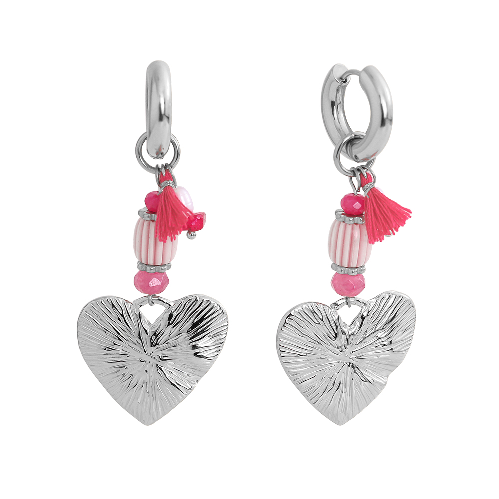 60*25mm ceramic heart stainless steel earrings 