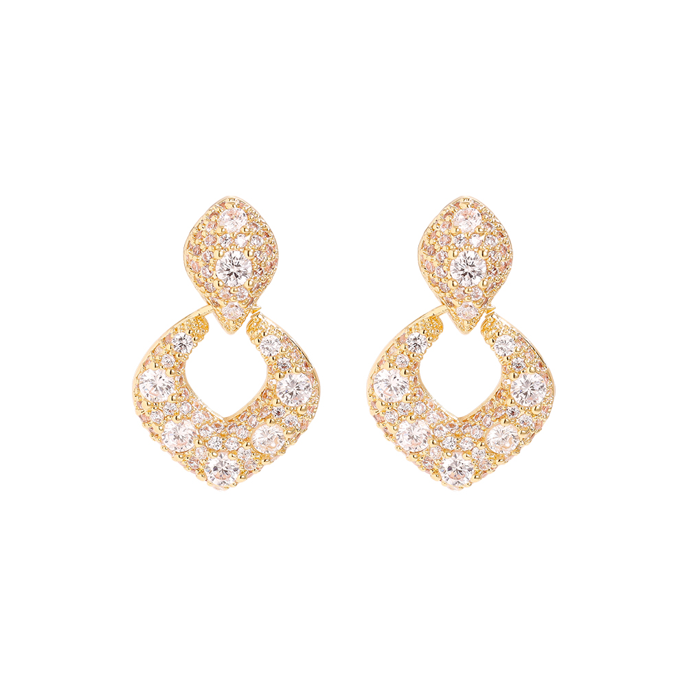 22mm Fancy Diamond Gold Plated Earrings  